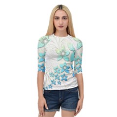 Flowers Background Leaf Leaves Blue Quarter Sleeve Raglan Tee