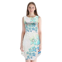 Flowers Background Leaf Leaves Blue Sleeveless Chiffon Dress   by Mariart