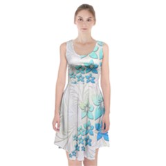 Flowers Background Leaf Leaves Blue Racerback Midi Dress by Mariart