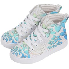 Flowers Background Leaf Leaves Blue Kids  Hi-top Skate Sneakers