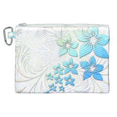 Flowers Background Leaf Leaves Blue Canvas Cosmetic Bag (xl)