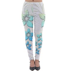 Flowers Background Leaf Leaves Blue Lightweight Velour Leggings