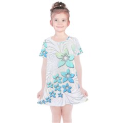 Flowers Background Leaf Leaves Blue Kids  Simple Cotton Dress