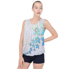 Flowers Background Leaf Leaves Blue Bubble Hem Chiffon Tank Top