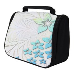 Flowers Background Leaf Leaves Blue Full Print Travel Pouch (small)