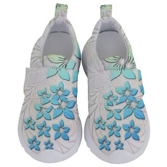 Flowers Background Leaf Leaves Blue Kids  Velcro No Lace Shoes by Mariart