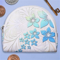 Flowers Background Leaf Leaves Blue Horseshoe Style Canvas Pouch