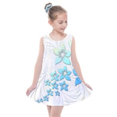 Flowers Background Leaf Leaves Blue Kids  Summer Dress by Mariart