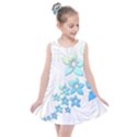 Flowers Background Leaf Leaves Blue Kids  Summer Dress View1