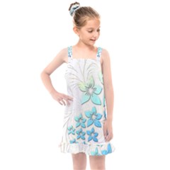 Flowers Background Leaf Leaves Blue Kids  Overall Dress