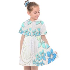 Flowers Background Leaf Leaves Blue Kids  Sailor Dress