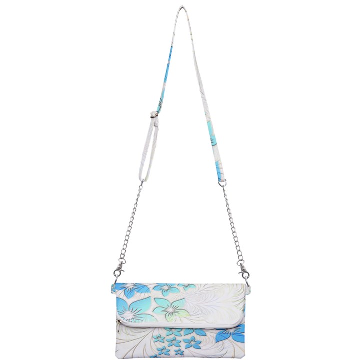 Flowers Background Leaf Leaves Blue Mini Crossbody Handbag