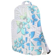 Flowers Background Leaf Leaves Blue Double Compartment Backpack by Mariart