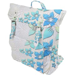 Flowers Background Leaf Leaves Blue Buckle Up Backpack by Mariart