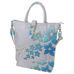 Flowers Background Leaf Leaves Blue Buckle Top Tote Bag