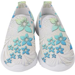 Flowers Background Leaf Leaves Blue Kids  Slip On Sneakers