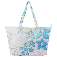 Flowers Background Leaf Leaves Blue Full Print Shoulder Bag by Mariart