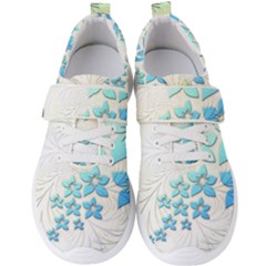 Flowers Background Leaf Leaves Blue Men s Velcro Strap Shoes by Mariart