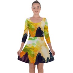 Forest Trees Nature Wood Green Quarter Sleeve Skater Dress by Pakrebo