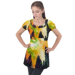 Forest Trees Nature Wood Green Puff Sleeve Tunic Top