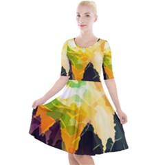 Forest Trees Nature Wood Green Quarter Sleeve A-line Dress by Pakrebo