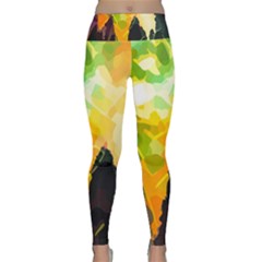 Forest Trees Nature Wood Green Lightweight Velour Classic Yoga Leggings by Pakrebo