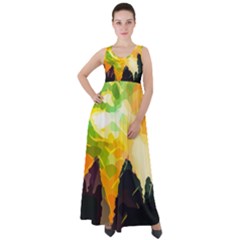 Forest Trees Nature Wood Green Empire Waist Velour Maxi Dress