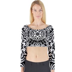 Pattern Star Design Texture Long Sleeve Crop Top by Pakrebo