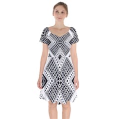 Pattern Tile Repeating Geometric Short Sleeve Bardot Dress by Pakrebo