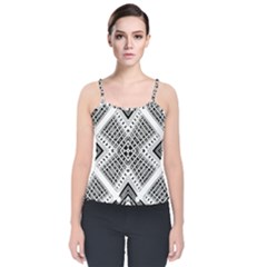 Pattern Tile Repeating Geometric Velvet Spaghetti Strap Top by Pakrebo