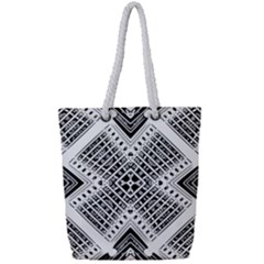 Pattern Tile Repeating Geometric Full Print Rope Handle Tote (small) by Pakrebo