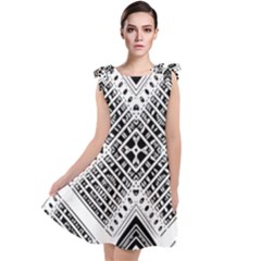 Pattern Tile Repeating Geometric Tie Up Tunic Dress