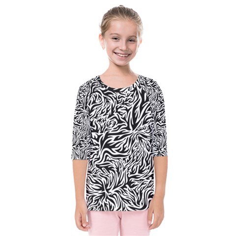 Flames Fire Pattern Digital Art Kids  Quarter Sleeve Raglan Tee by Pakrebo