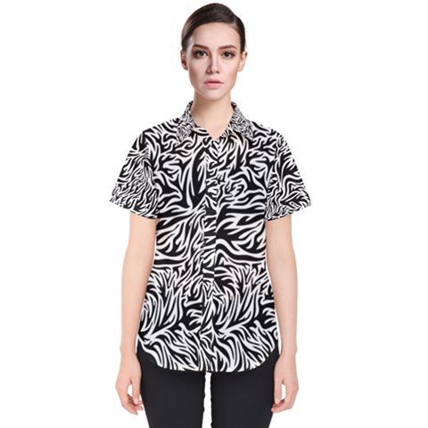 Flames Fire Pattern Digital Art Women s Short Sleeve Shirt by Pakrebo