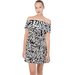 Flames Fire Pattern Digital Art Off Shoulder Chiffon Dress by Pakrebo