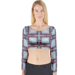 Pattern Cross Geometric Shape Long Sleeve Crop Top by Pakrebo