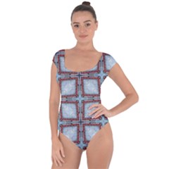 Pattern Cross Geometric Shape Short Sleeve Leotard  by Pakrebo