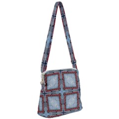 Pattern Cross Geometric Shape Zipper Messenger Bag