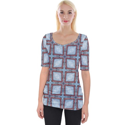 Pattern Cross Geometric Shape Wide Neckline Tee by Pakrebo