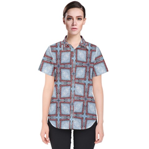 Pattern Cross Geometric Shape Women s Short Sleeve Shirt by Pakrebo