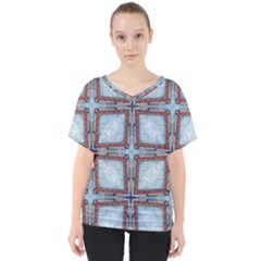 Pattern Cross Geometric Shape V-neck Dolman Drape Top by Pakrebo