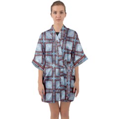 Pattern Cross Geometric Shape Quarter Sleeve Kimono Robe by Pakrebo