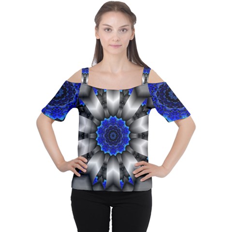 Kaleidoscope Abstract Round Cutout Shoulder Tee by Pakrebo