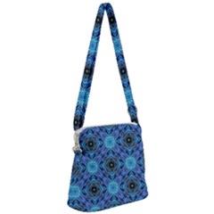 Blue Tile Wallpaper Texture Zipper Messenger Bag