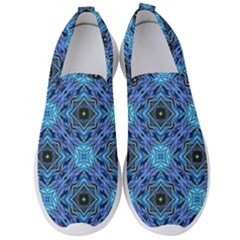 Blue Tile Wallpaper Texture Men s Slip On Sneakers