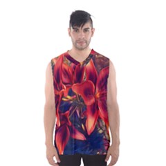 Red Lillies Bloom Flower Plant Men s Basketball Tank Top by Pakrebo