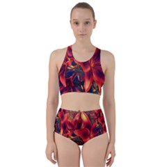 Red Lillies Bloom Flower Plant Racer Back Bikini Set by Pakrebo