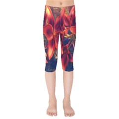 Red Lillies Bloom Flower Plant Kids  Capri Leggings  by Pakrebo