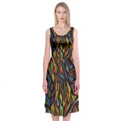 Stained Glass Window Glass Colorful Midi Sleeveless Dress by Pakrebo