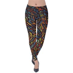 Stained Glass Window Glass Colorful Velvet Leggings by Pakrebo